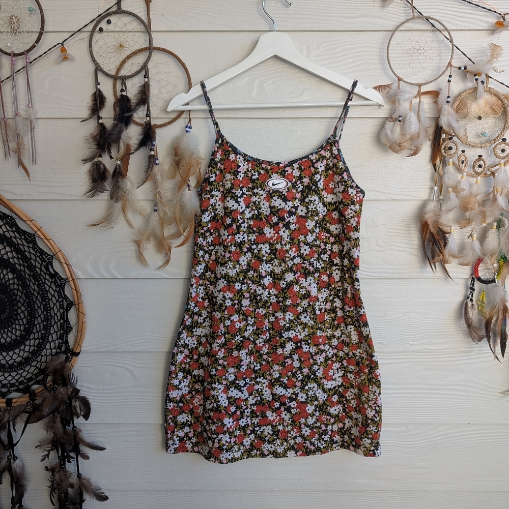 NIKE Sportswear Dual Disty Cami Floral Print Tank Dress Size SP 90s Y2K style - Picture 5 of 8